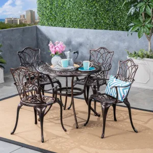 Outdoor 4-Seater Cast Aluminum Round-Table Dining Set - NH833603 patio chairs, outdoor seating
