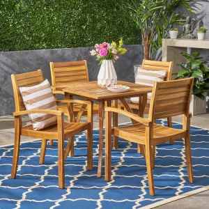 Outdoor 4-Seater Square Acacia Wood Dining Set - NH584603 patio chairs, outdoor seating