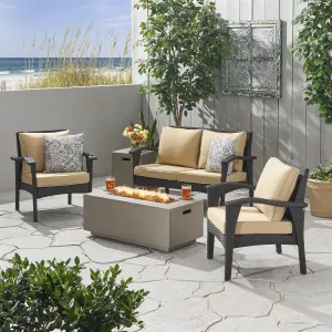 Outdoor 4 Seater Wicker Chat Set with Fire Pit - NH549903 patio chairs, outdoor seating