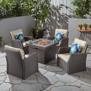 Outdoor 4 Seater Wicker Chat Set with Fire Pit - NH985603 patio chairs, outdoor seating