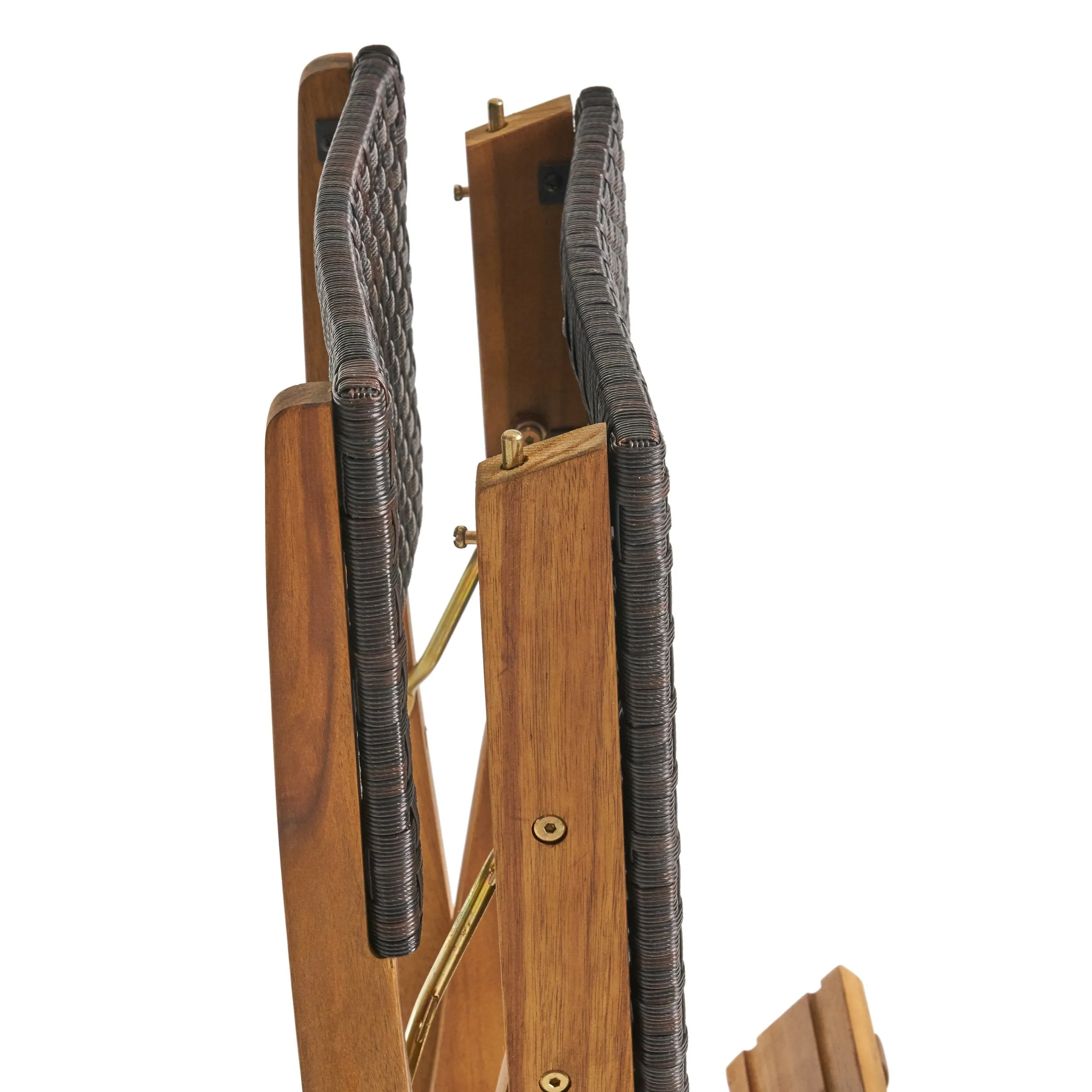 Outdoor 45" Rectangular 5 Piece Wood and Wicker Bar Height Set - NH643903