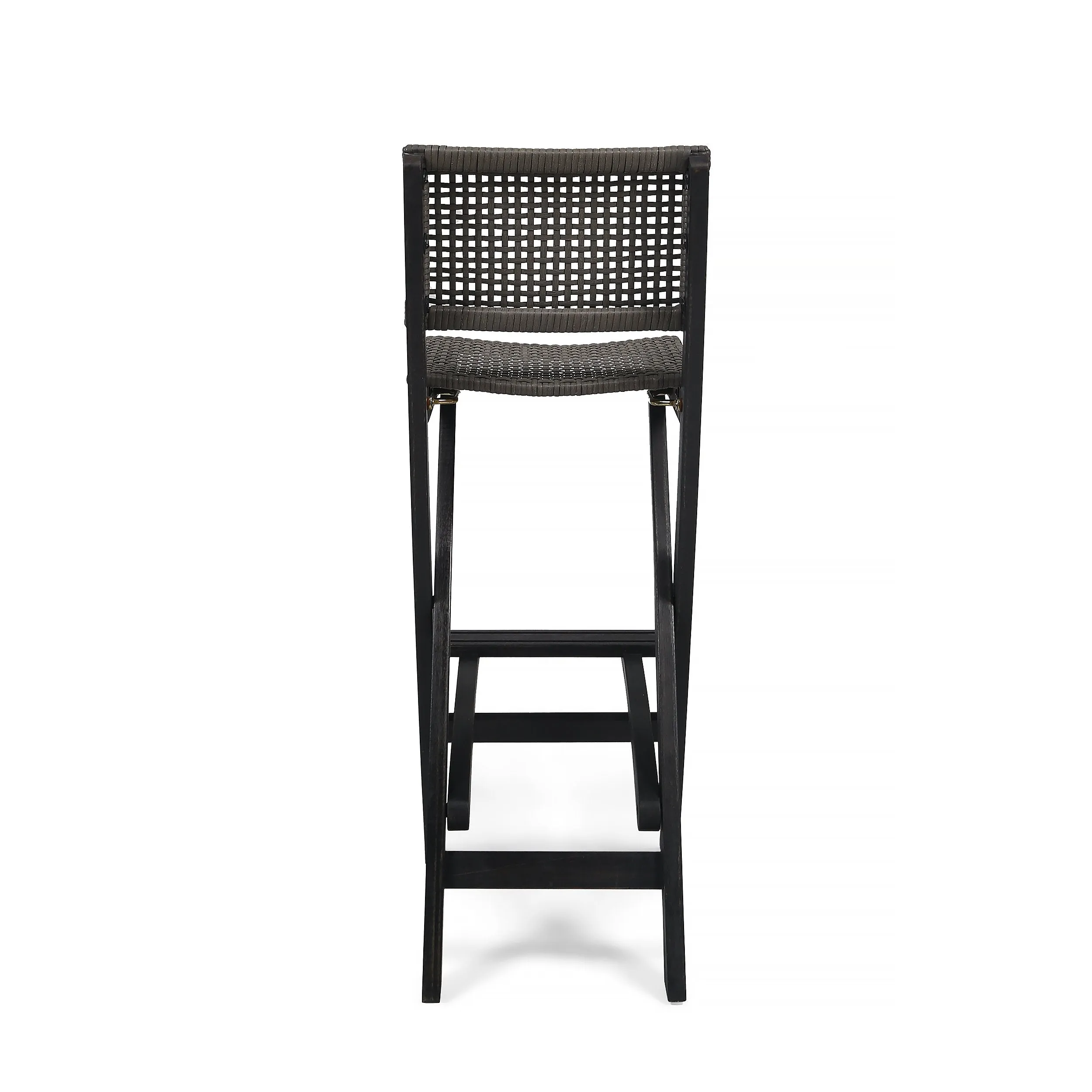 Outdoor 45" Rectangular 5 Piece Wood and Wicker Bar Height Set - NH643903