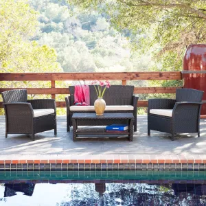 Outdoor 4pc Brown Wicker Sofa Set - NH109492 patio chairs, outdoor seating