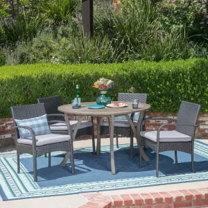Outdoor 5 Piece Acacia Wood and Wicker Dining Set - NH120503 patio chairs, outdoor seating