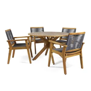 Outdoor 5 Piece Acacia Wood Dining - NH296313 patio chairs, outdoor seating