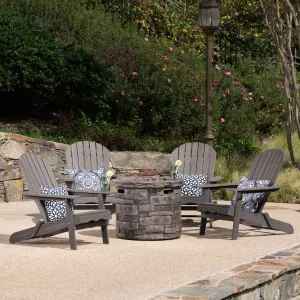 Outdoor 5 Piece Adirondack Chair Set with Fire Pit - NH913403 patio chairs, outdoor seating