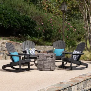 Outdoor 5 Piece Adirondack Rocking Chair Set with Fire Pit - NH423403 patio chairs, outdoor seating