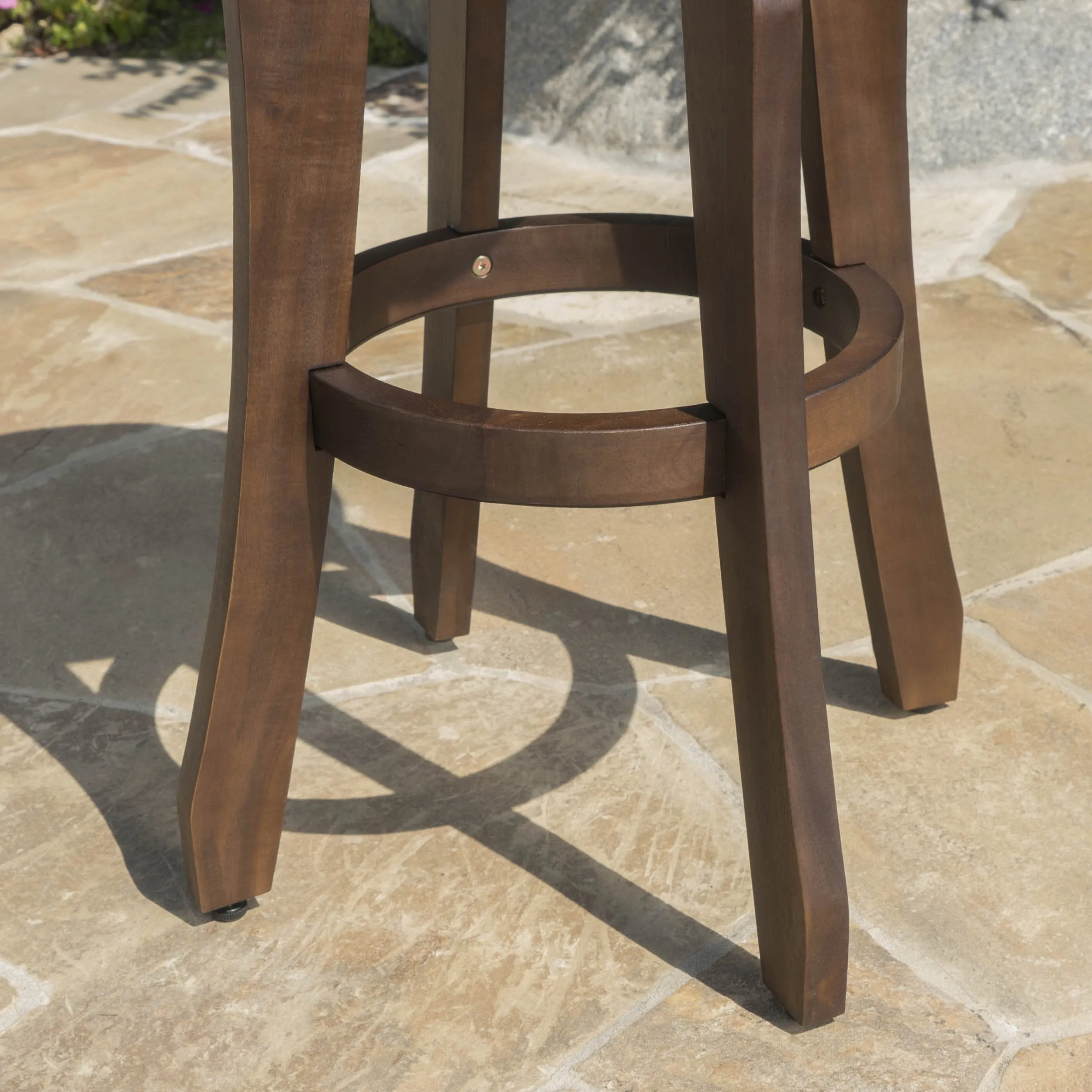 Outdoor 5 Piece Dark Brown Finished Acacia Wood Bar Set - NH920103