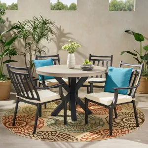 Outdoor 5 Piece Dining Set with Light Weight Concrete Table - NH668113 patio chairs, outdoor seating