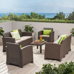 Outdoor 5 Piece Faux Wicker Rattan Style Chat Set - NH426203 patio chairs, outdoor seating