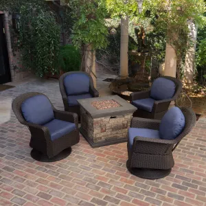 Outdoor 5 Piece Fire Pit Wicker Chat Set - NH471203 patio chairs, outdoor seating