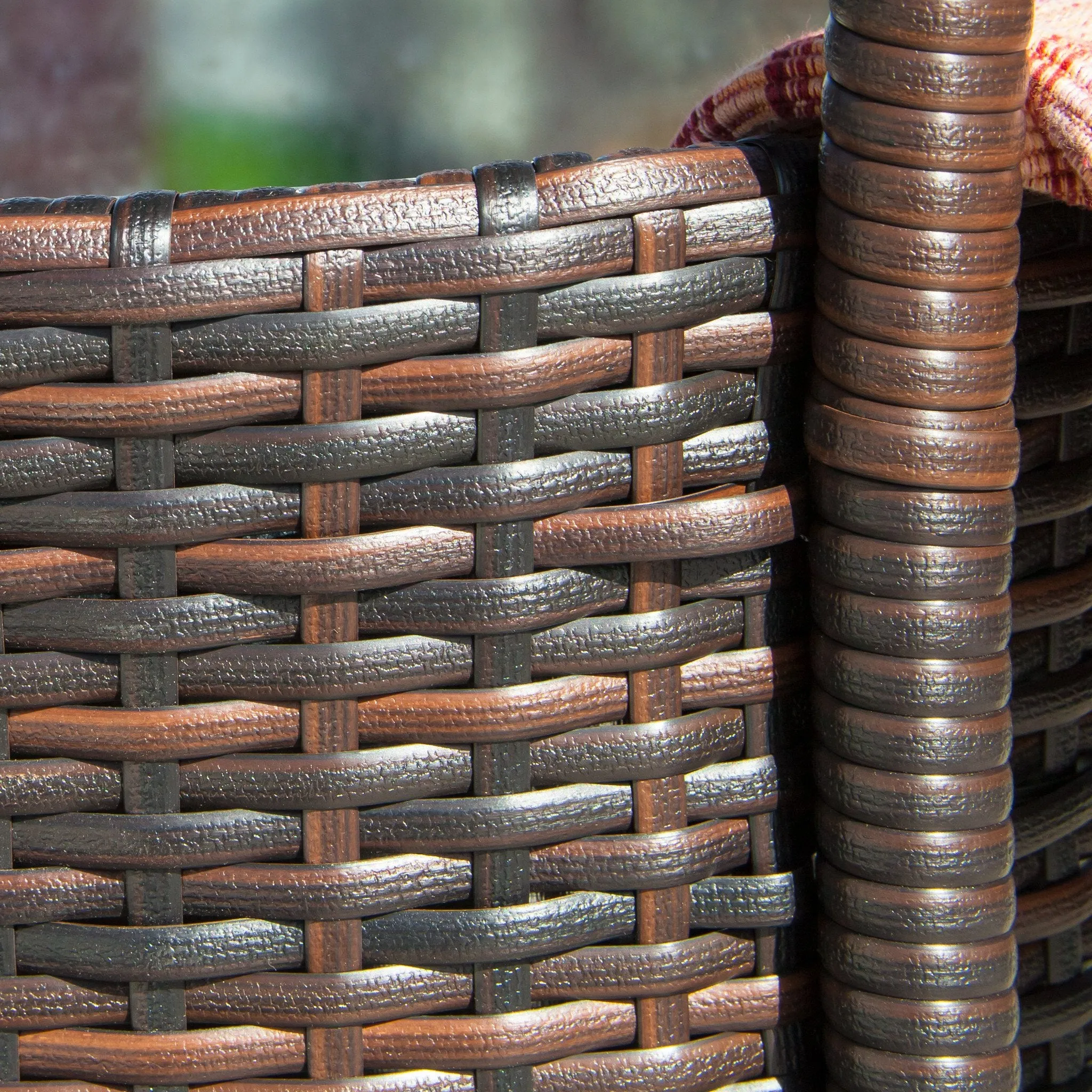 Outdoor 5-Piece Multi-Brown Wicker Bistro Bar Set with Ice Bucket - NH780832