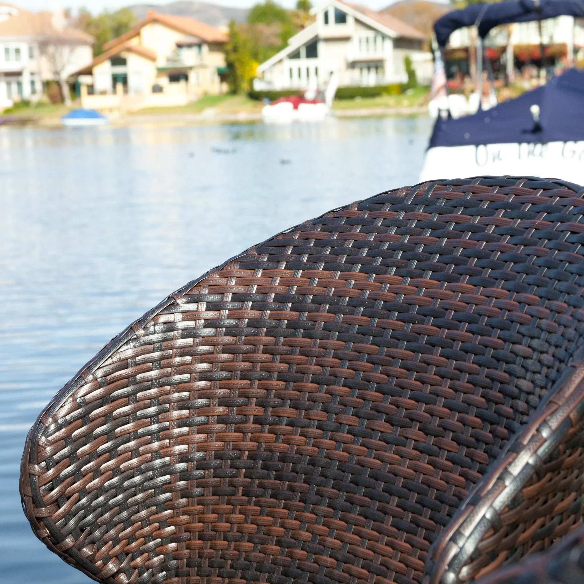 Outdoor 5-Piece Multi-Brown Wicker Bistro Bar Set with Ice Bucket - NH780832