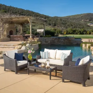 Outdoor 5-piece Wicker Chat Set with Cushions - NH260692 patio chairs, outdoor seating