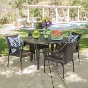 Outdoor 5 Piece Wicker Circular Dining Set - NH541103 patio chairs, outdoor seating