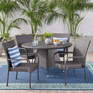 Outdoor 5 Piece Wicker Dining Set, Grey - NH227403 patio chairs, outdoor seating