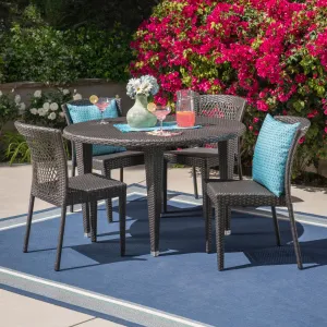 Outdoor 5 Piece Wicker Dining Set, Grey - NH415403 patio chairs, outdoor seating