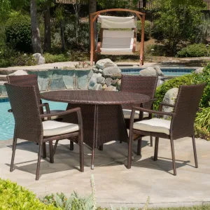 Outdoor 5-piece Wicker Dining Set with Cushions - NH318592 patio chairs, outdoor seating