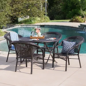 Outdoor 5 Piece Wicker Dining Set with Foldable Table and Chair - NH100203 patio chairs, outdoor seating