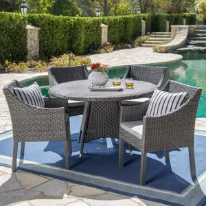 Outdoor 5 Piece Wicker Dining Set with Water Resistant Cushions - NH713203 patio chairs, outdoor seating