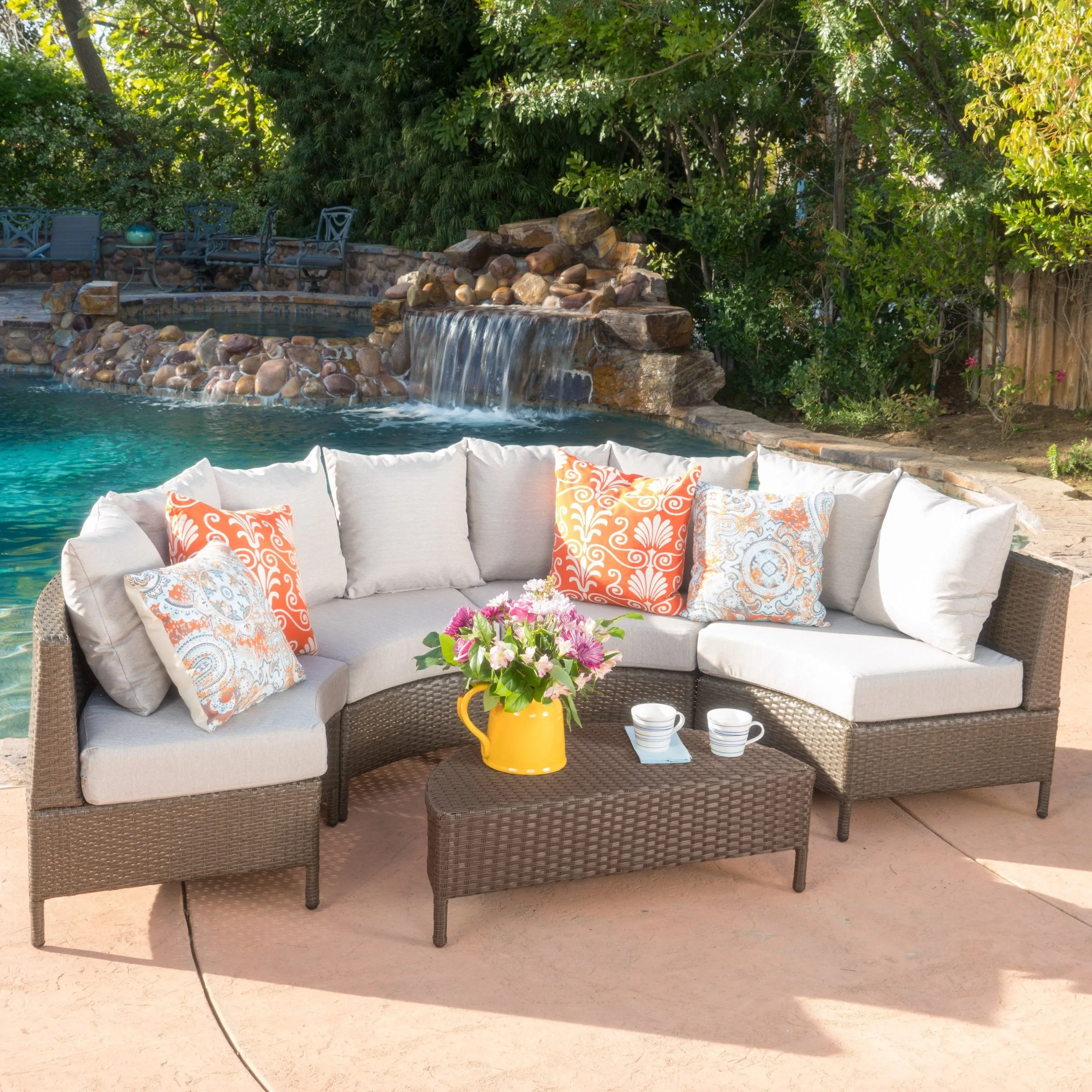 Outdoor 5-Piece Wicker Sofa Set with Water Resistant Cushions - NH550003 patio chairs, outdoor seating