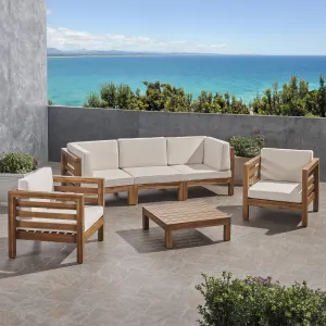 Outdoor 5 Seater Acacia Wood Sofa Chat Set - NH954803 patio chairs, outdoor seating