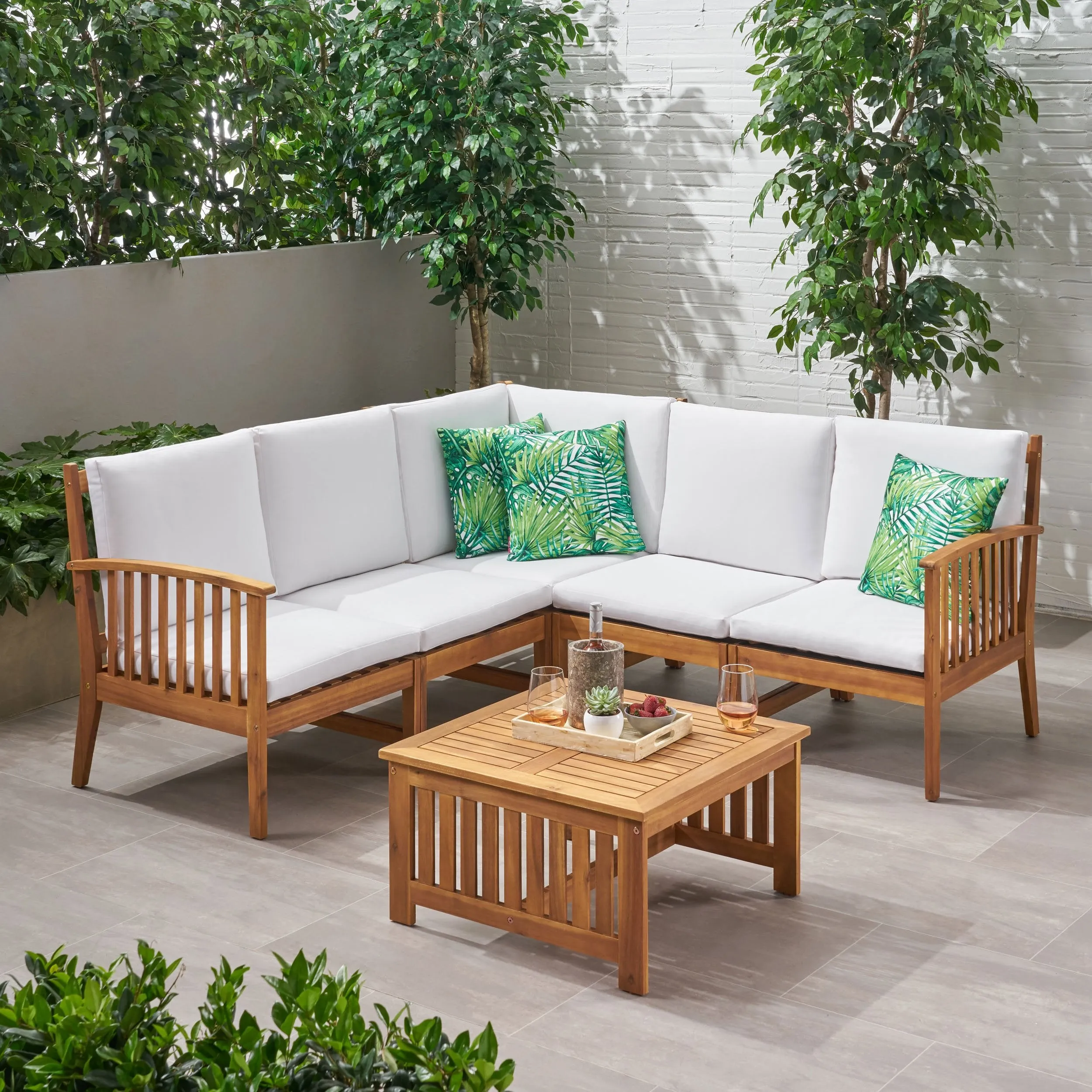 Outdoor 5 Seater Acacia Wood Sofa Sectional Set - NH915903 patio chairs, outdoor seating