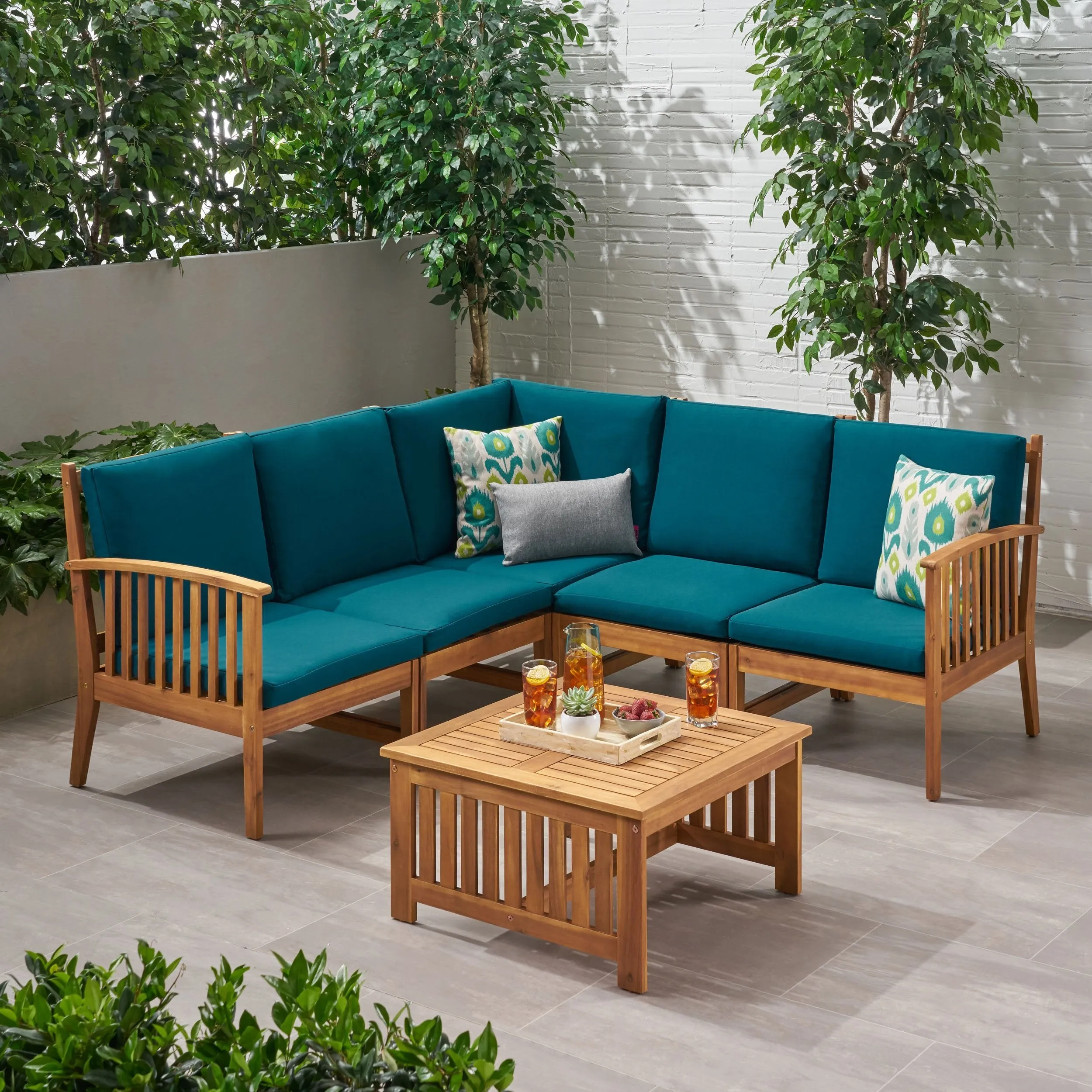 Outdoor 5 Seater Acacia Wood Sofa Sectional Set - NH915903