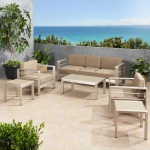 Outdoor 5 Seater Aluminum Sofa Chat Set with 2 Side Tables - NH175903 patio chairs, outdoor seating