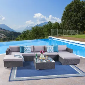 Outdoor 5 Seater Wicker Sectional Sofa Set with Cushions - NH357403 patio chairs, outdoor seating