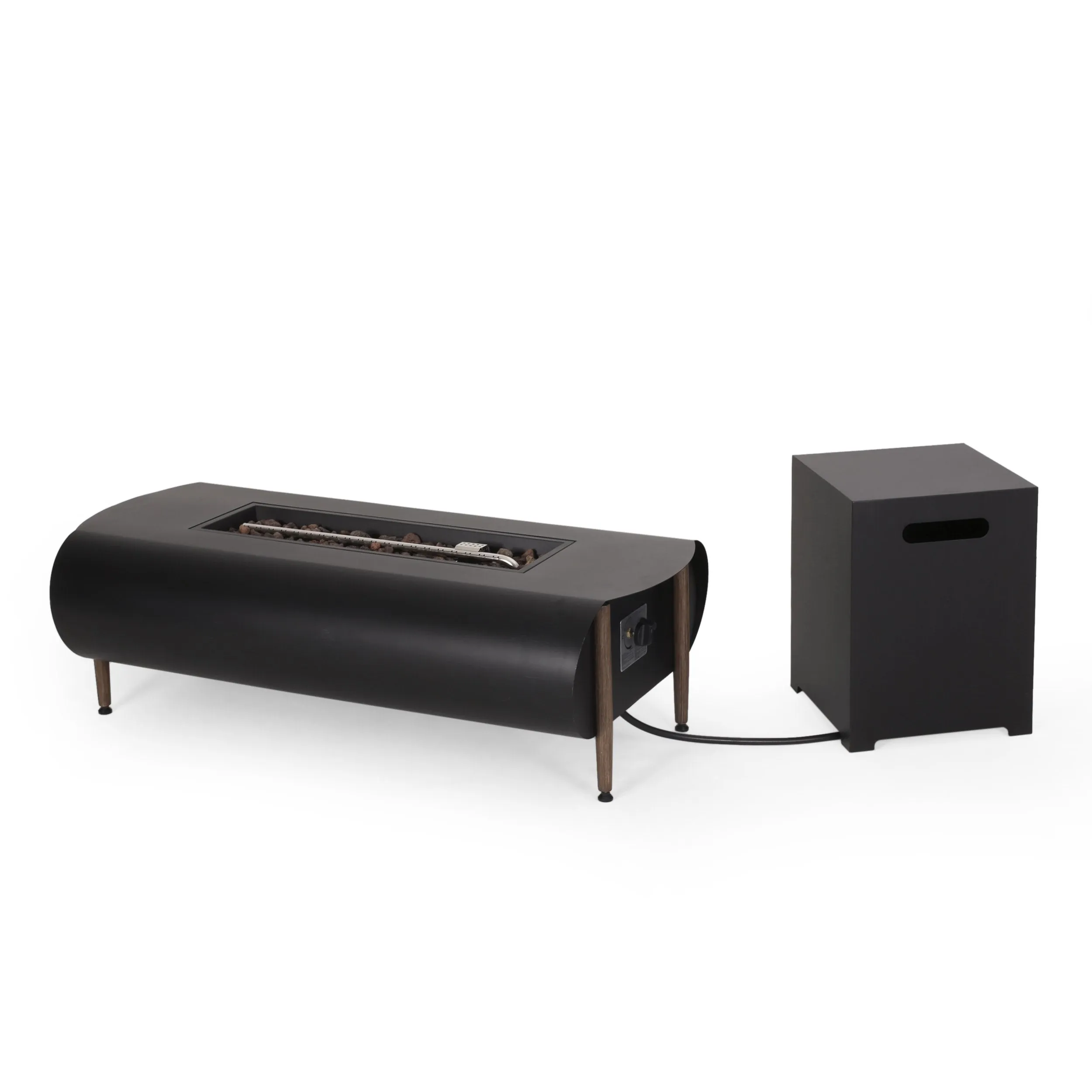 Outdoor 50000 BTU Rectangular Fire Pit with Tank Holder, Dark Gray - NH167413 patio chairs, outdoor seating