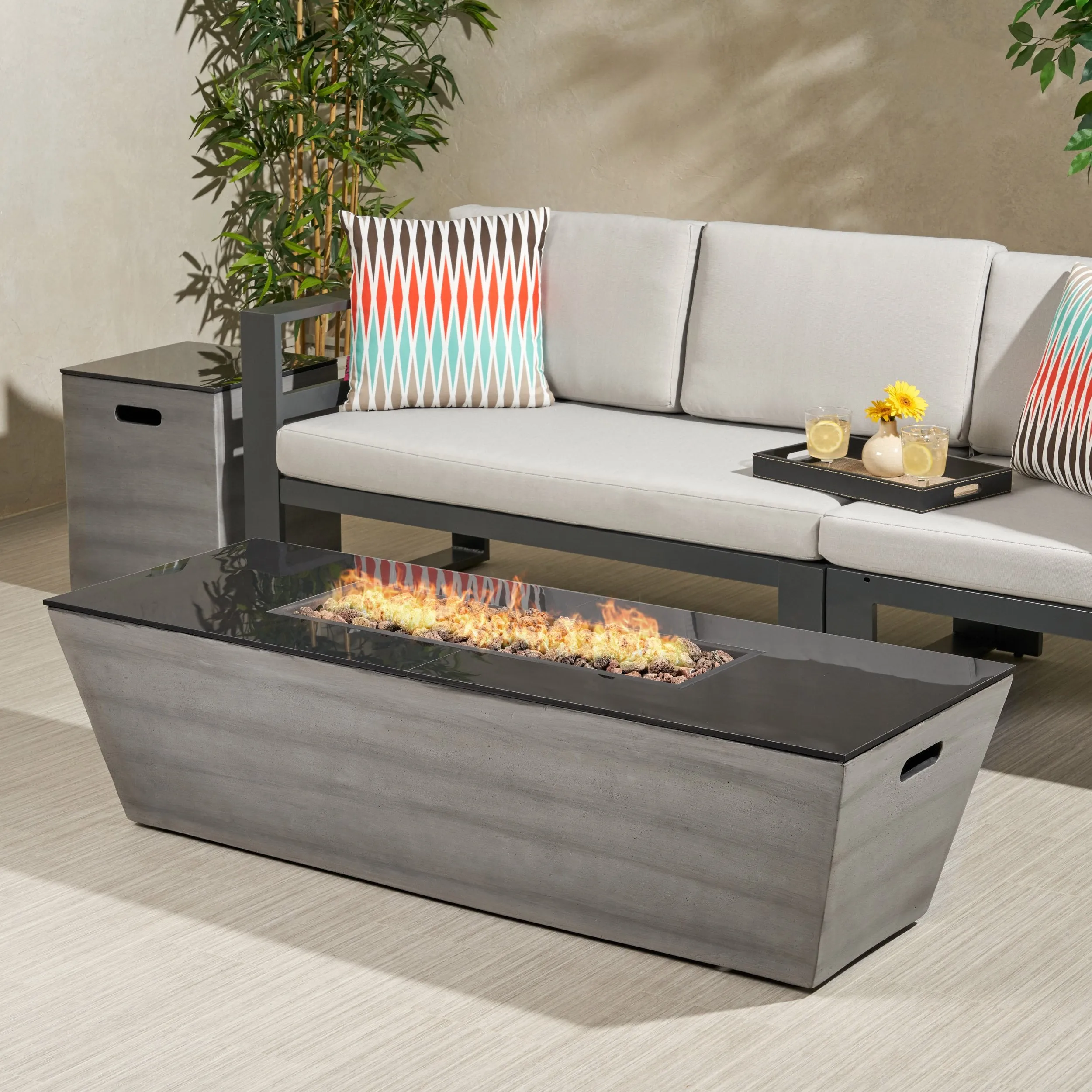 Outdoor 56-Inch Rectangular Fire Pit with Tank Holder - NH064113 patio chairs, outdoor seating