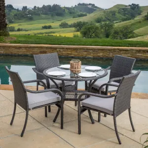 Outdoor 5pc Grey Wicker Dining Set - NH166592 patio chairs, outdoor seating