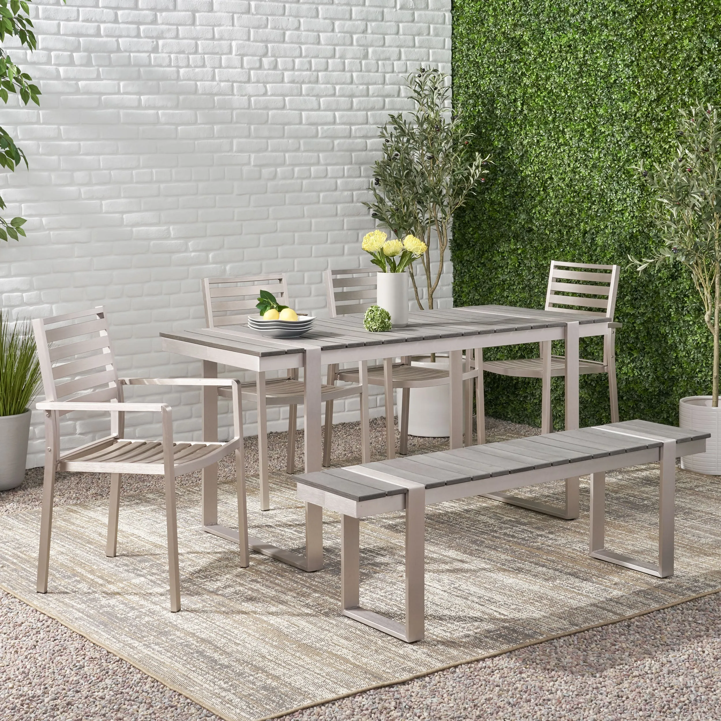 Outdoor 6 Piece Aluminum Dining Set - NH137313