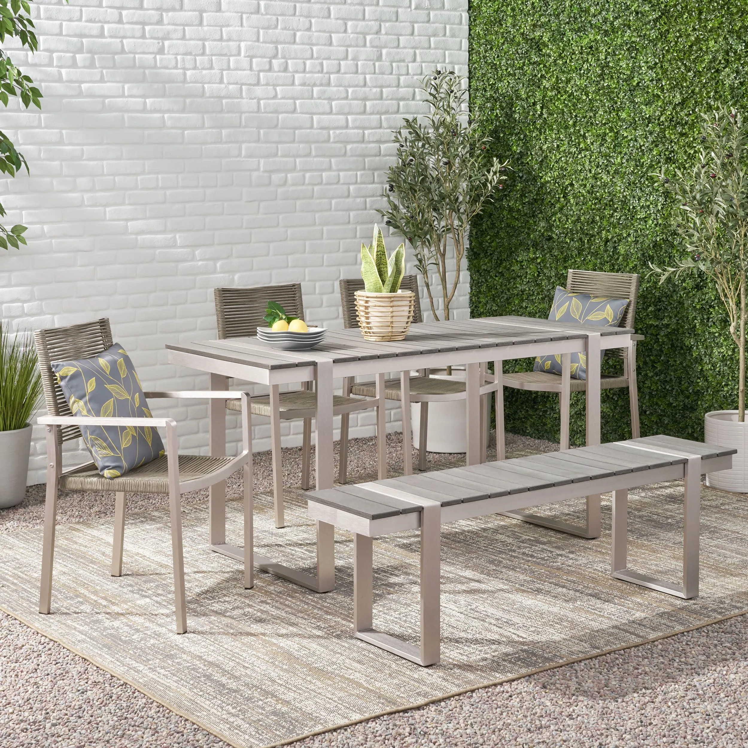Outdoor 6 Piece Aluminum Dining Set - NH737313