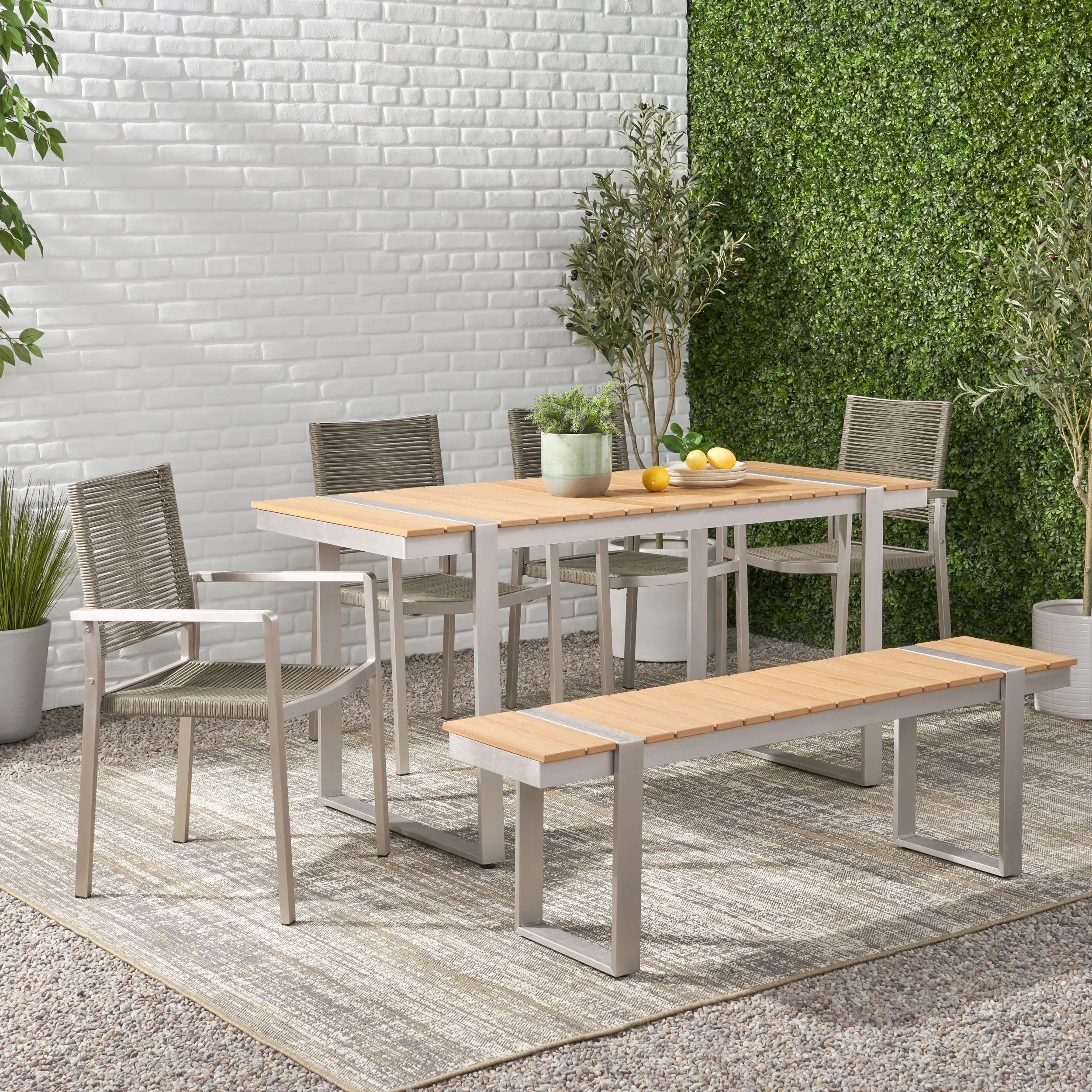Outdoor 6 Piece Aluminum Dining Set - NH737313