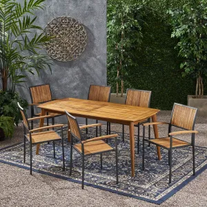 Outdoor 6 Seater Acacia Wood Dining Set - NH317903 patio chairs, outdoor seating