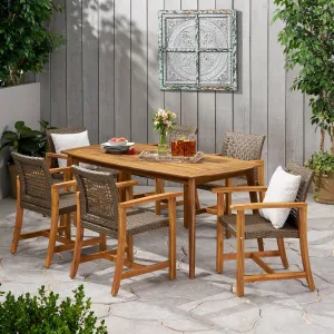Outdoor 6 Seater Acacia Wood Dining Set - NH433013 patio chairs, outdoor seating