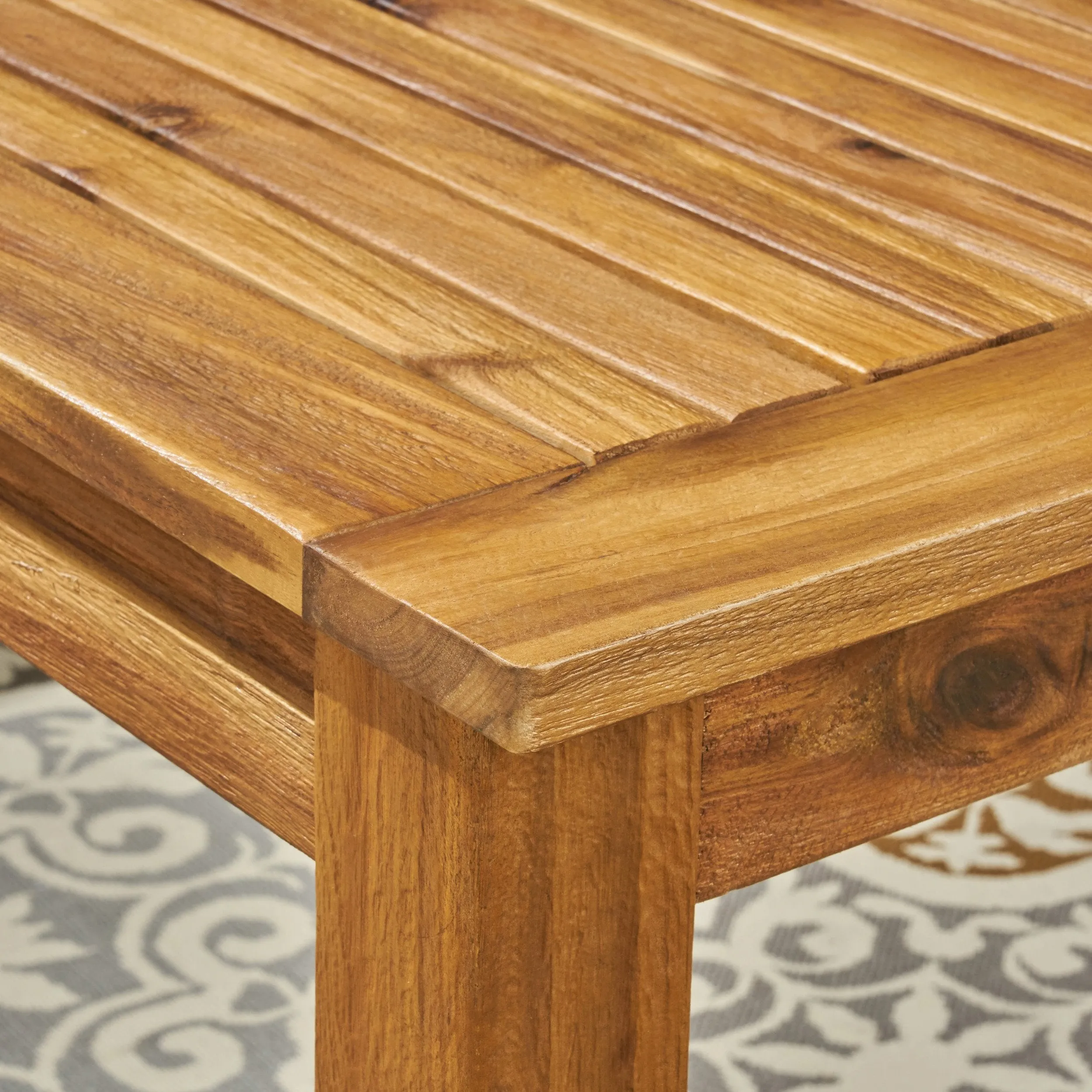 Outdoor 6-Seater Acacia Wood Expandable Dining Set - NH705603