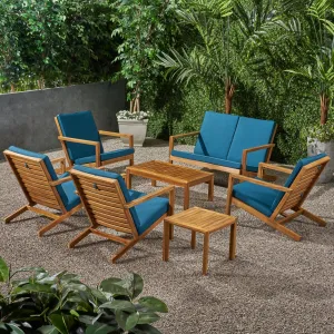 Outdoor 6 Seater Acacia Wood Extended Chat Set - NH537903 patio chairs, outdoor seating
