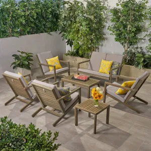 Outdoor 6 Seater Acacia Wood Extended Chat Set - NH637903 patio chairs, outdoor seating