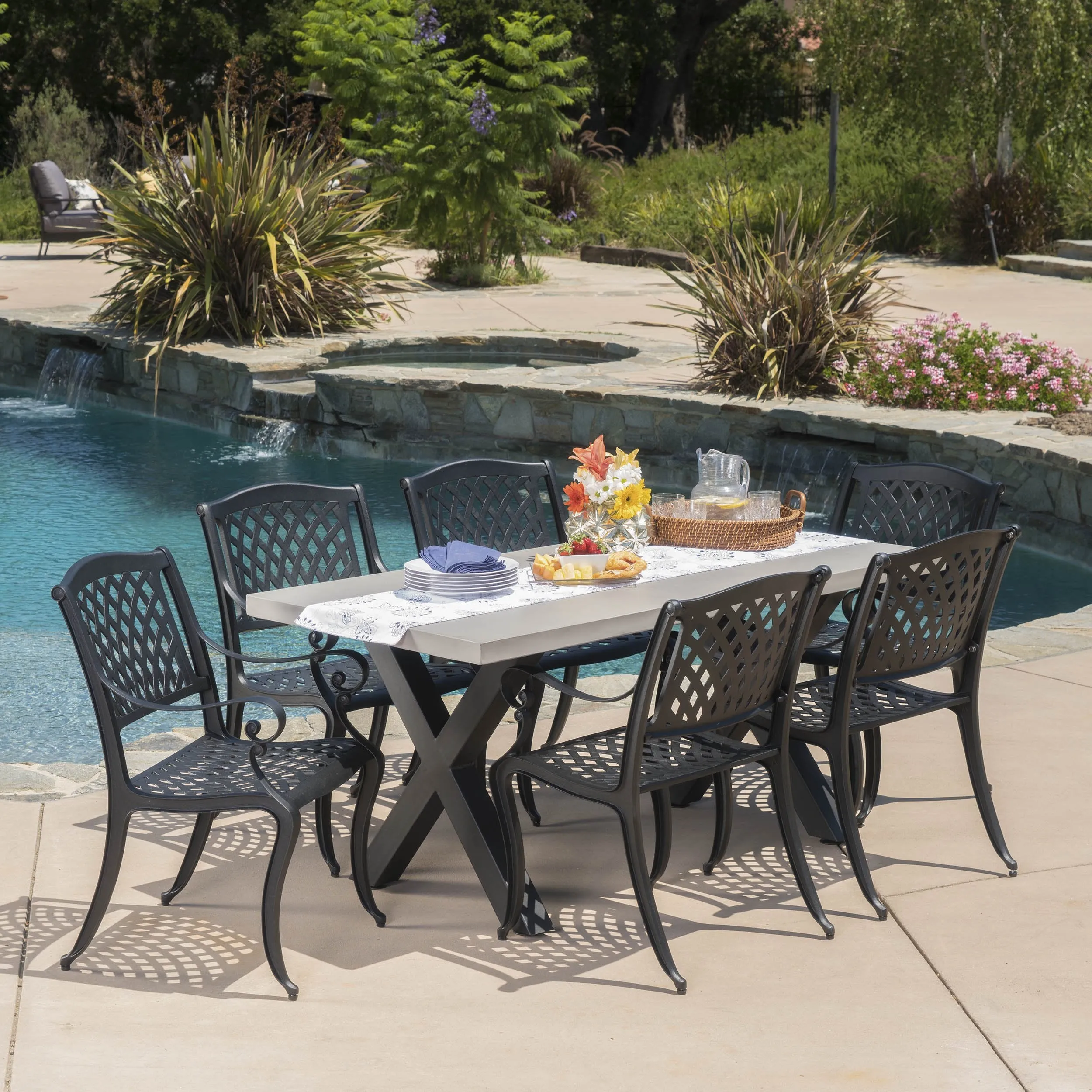 Outdoor 6 Seater Dining Set - NH230103 patio chairs, outdoor seating
