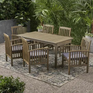 Outdoor 6 Seater Expandable Acacia Wood Dining Set - NH386903 patio chairs, outdoor seating