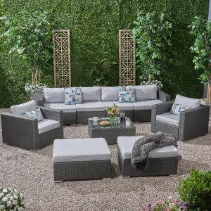 Outdoor 6 Seater Wicker Modular Sectional Sofa Set with Sunbrella Cushions - NH805803 patio chairs, outdoor seating