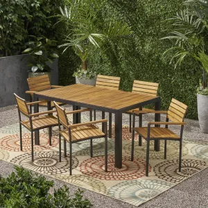 Outdoor 6 Seater Wood and Iron Dining Set - NH338903 patio chairs, outdoor seating