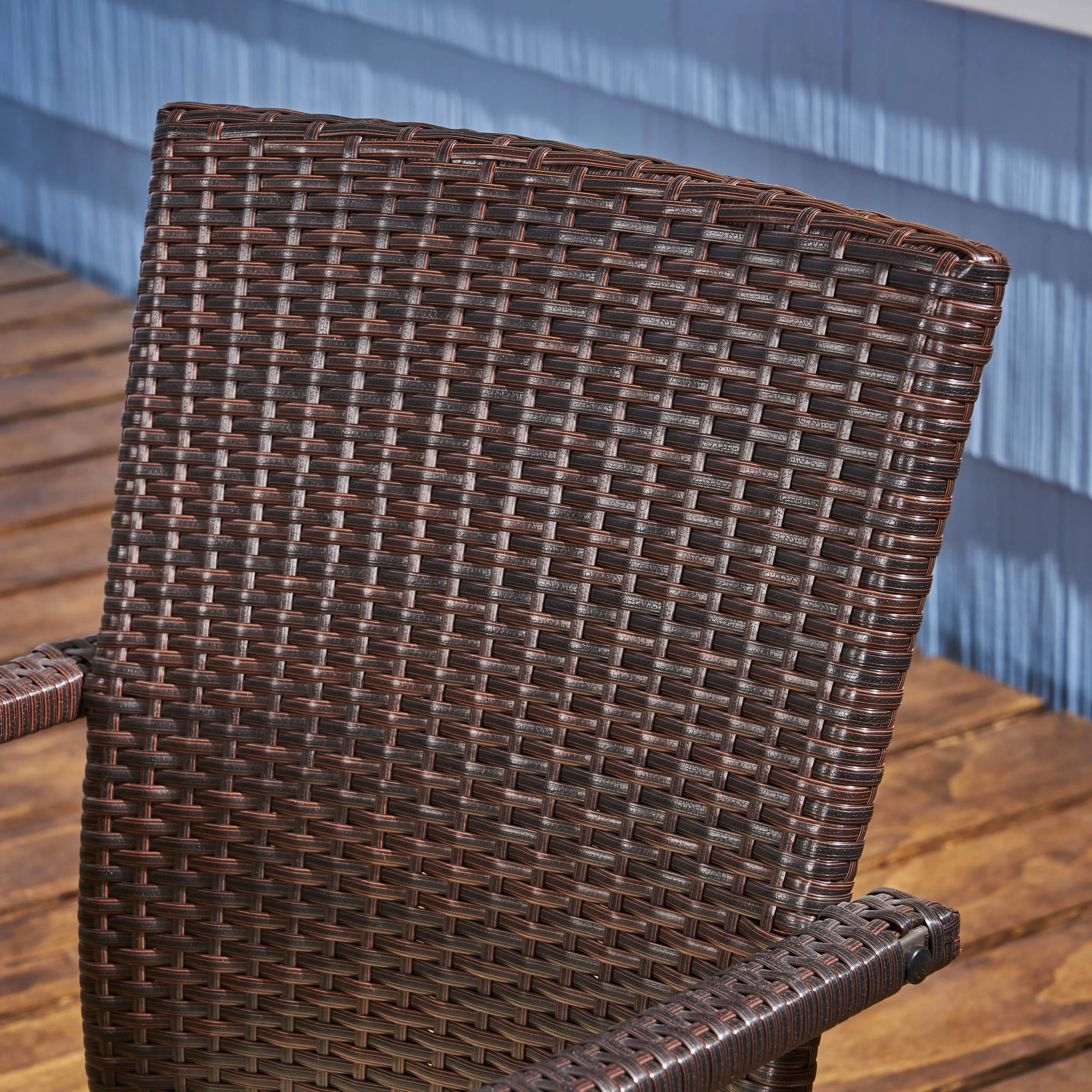 Outdoor 6-Seater Wood and Wicker Chair and Bench Dining Set - NH219503
