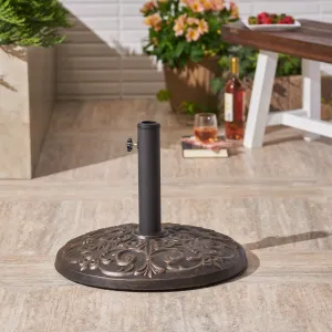 Outdoor 60lb Concrete Circular Umbrella Base, Hammered Dark Copper - NH355403 patio chairs, outdoor seating