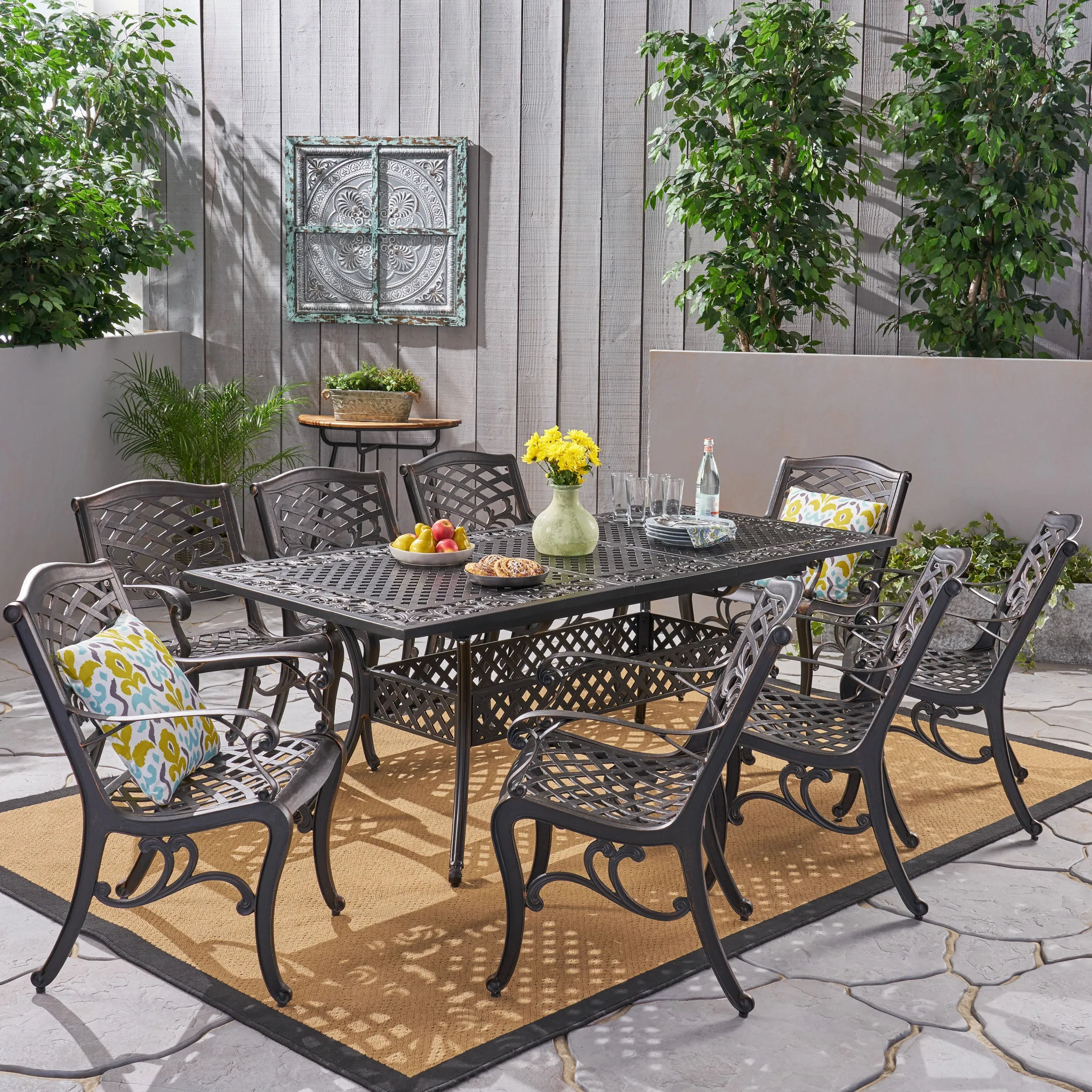 Outdoor 64" - 81" 8-Seater Dining Set with Expandable Table - NH745703 patio chairs, outdoor seating