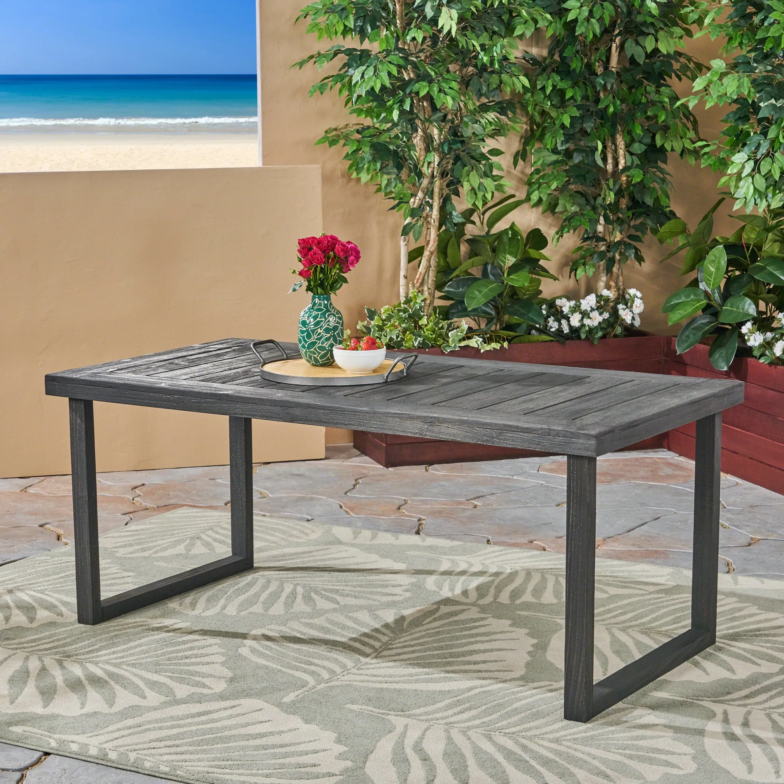 Outdoor 69-inch Acacia Wood Dining Table - NH330603 patio chairs, outdoor seating