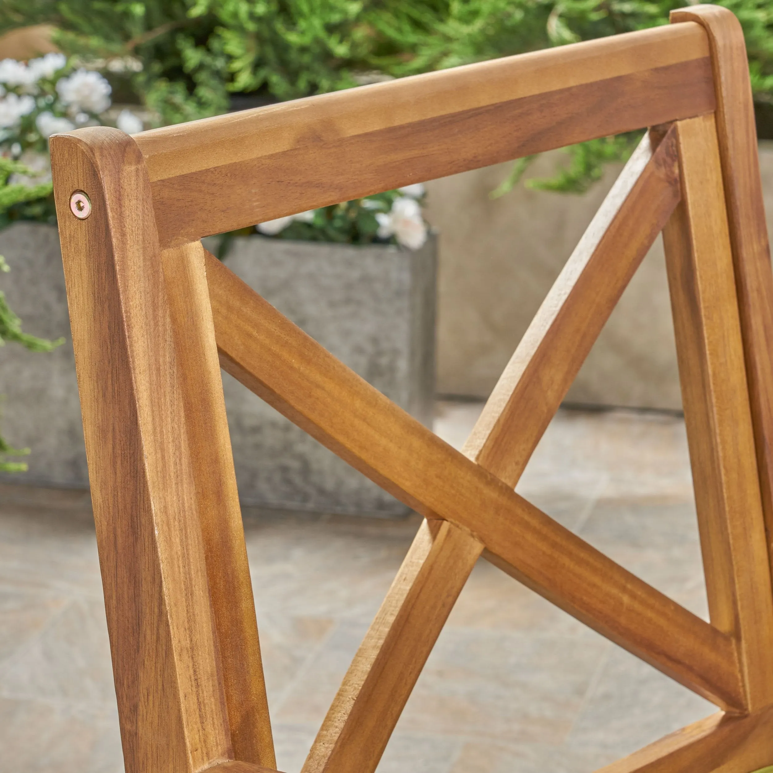 Outdoor 7-Piece Acacia Wood Dining Set with Cushions - NH349503